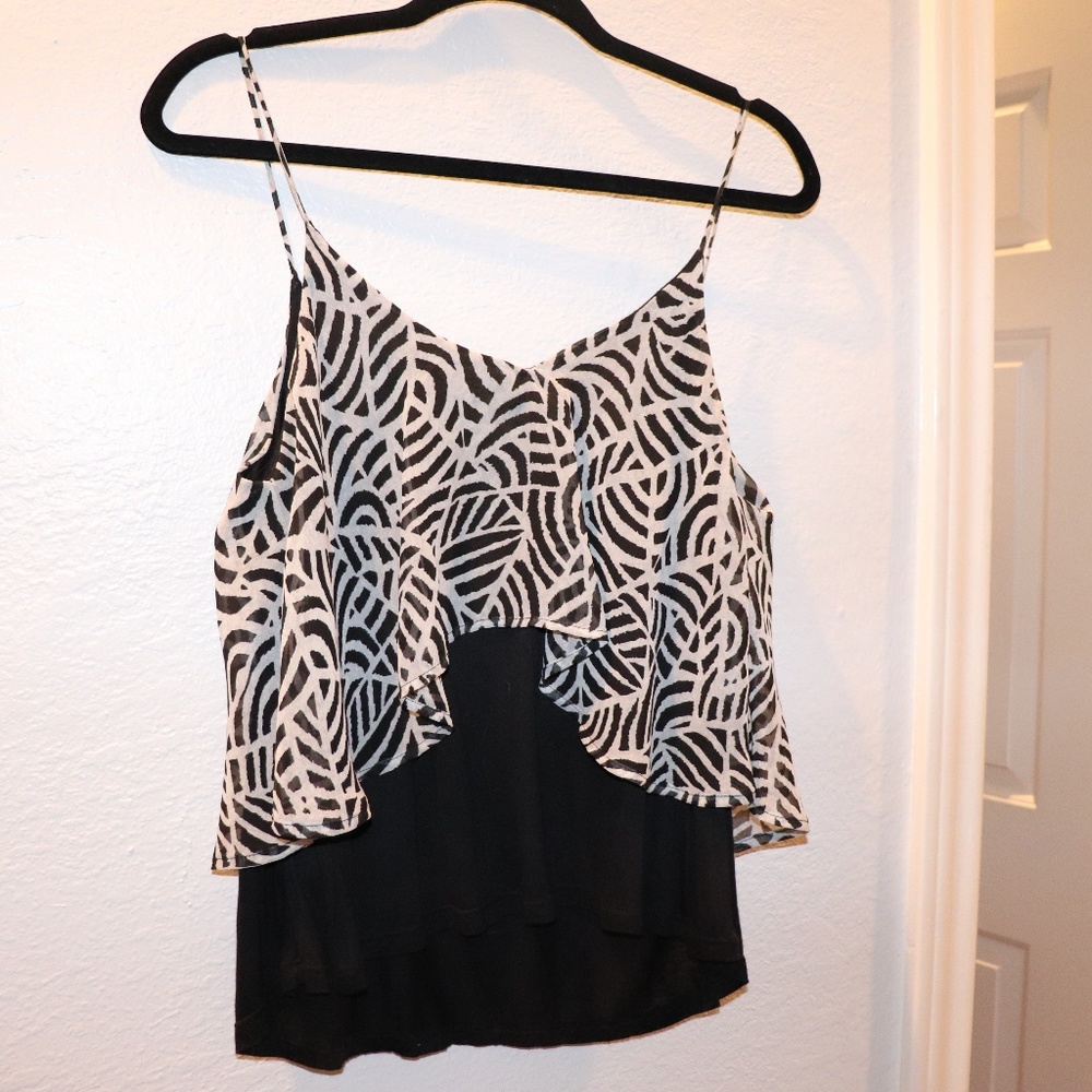 Black and White Strappy Blouse